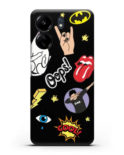 Чехол со стикерами Интернет-мемы силиконовый для Xiaomi Poco C65