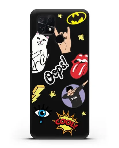 Чехол со стикерами Интернет-мемы силиконовый для Xiaomi Poco C40