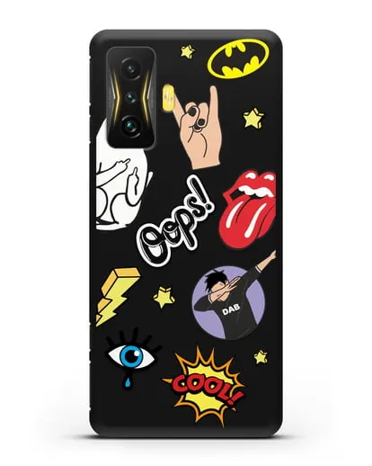 Чехол со стикерами Интернет-мемы силиконовый для Xiaomi Poco F4 GT