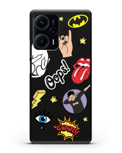 Чехол со стикерами Интернет-мемы силиконовый для Xiaomi Poco F5