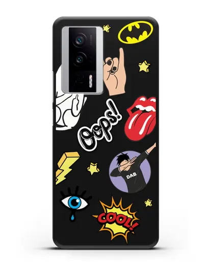 Чехол со стикерами Интернет-мемы силиконовый для Xiaomi Poco F5 Pro
