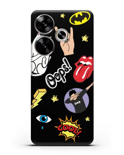 Чехол со стикерами Интернет-мемы силиконовый для Xiaomi Poco F6