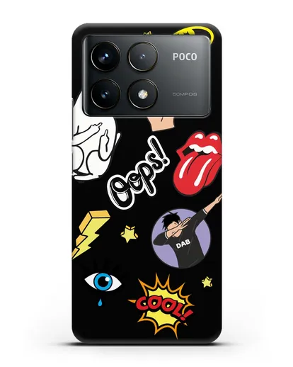 Чехол со стикерами Интернет-мемы силиконовый для Xiaomi Poco F6 Pro
