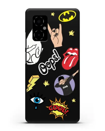 Чехол со стикерами Интернет-мемы силиконовый для Xiaomi Poco M4 5G