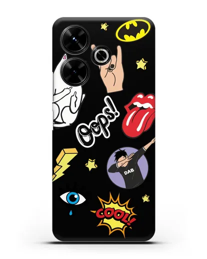 Чехол со стикерами Интернет-мемы силиконовый для Xiaomi Poco M6