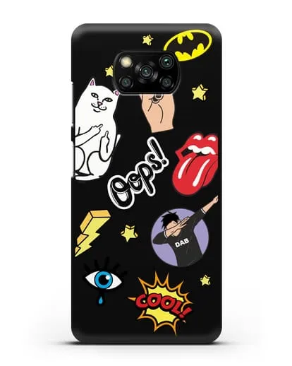 Чехол со стикерами Интернет-мемы силиконовый для Xiaomi Poco X3
