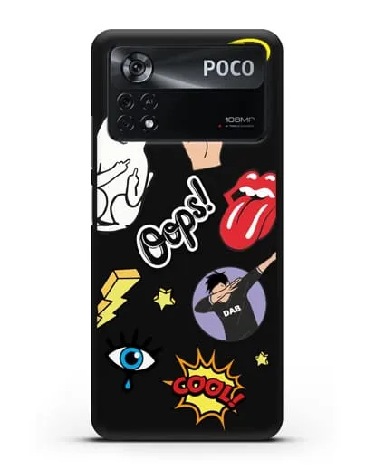Чехол со стикерами Интернет-мемы силиконовый для Xiaomi Poco X4 Pro