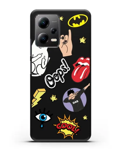 Чехол со стикерами Интернет-мемы силиконовый для Xiaomi Poco X5