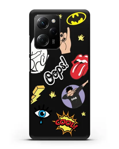 Чехол со стикерами Интернет-мемы силиконовый для Xiaomi Poco X5 Pro