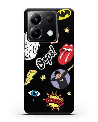 Чехол со стикерами Интернет-мемы силиконовый для Xiaomi Poco X6