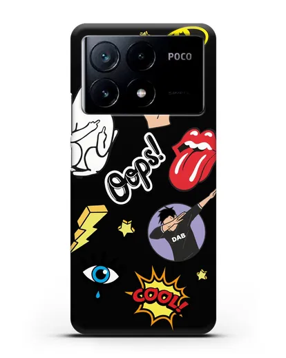 Чехол со стикерами Интернет-мемы силиконовый для Xiaomi Poco X6 Pro