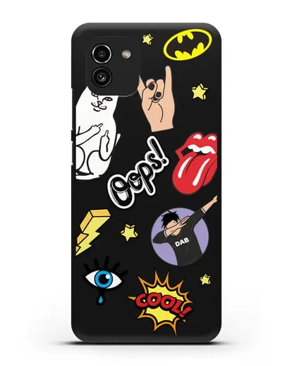 Чехол со стикерами Интернет-мемы силиконовый для Samsung Galaxy A03 [SM-A035]