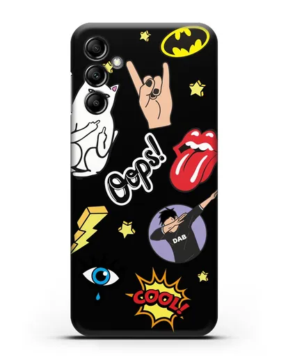 Чехол со стикерами Интернет-мемы силиконовый для Samsung Galaxy A14 [SM-A145]