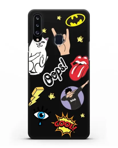 Чехол со стикерами Интернет-мемы силиконовый для Samsung Galaxy A20s [SM-A207FN]