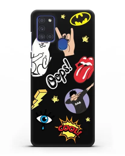 Чехол со стикерами Интернет-мемы силиконовый для Samsung Galaxy A21s [SM-A217F]