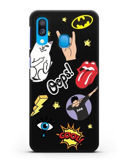 Чехол со стикерами Интернет-мемы силиконовый для Samsung Galaxy A40 [SM-A405F]