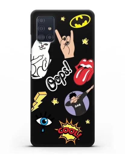 Чехол со стикерами Интернет-мемы силиконовый для Samsung Galaxy A51 [SM-A515F]