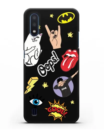 Чехол со стикерами Интернет-мемы силиконовый для Samsung Galaxy M01 [SM-M015F]