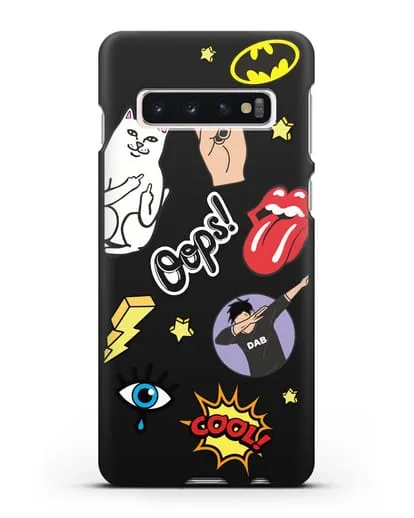 Чехол со стикерами Интернет-мемы силиконовый для Samsung Galaxy S10 [SM-G973F]