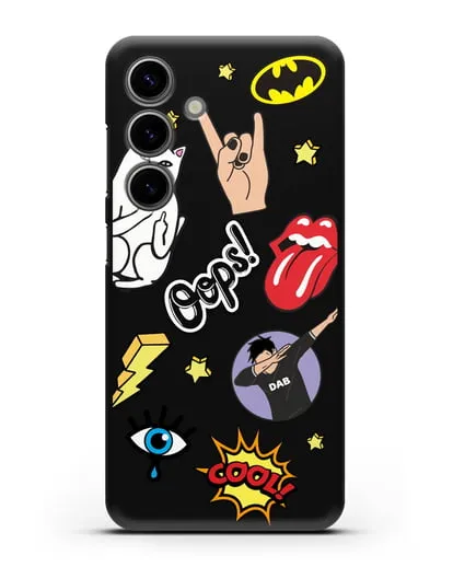 Чехол со стикерами Интернет-мемы силиконовый для Samsung Galaxy S24