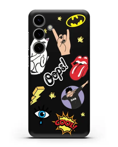 Чехол со стикерами Интернет-мемы силиконовый для Samsung Galaxy S24 Plus