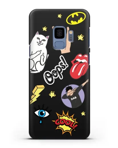 Чехол со стикерами Интернет-мемы силиконовый для Samsung Galaxy S9 [SM-G960F]