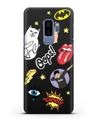 Чехол со стикерами Интернет-мемы силиконовый для Samsung Galaxy S9 Plus [SM-G965F]