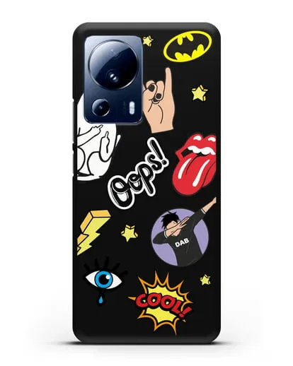 Чехол со стикерами Интернет-мемы силиконовый для Xiaomi 13 Lite