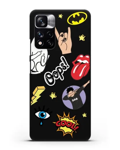 Чехол со стикерами Интернет-мемы силиконовый для Xiaomi Redmi Note 11 Pro Plus