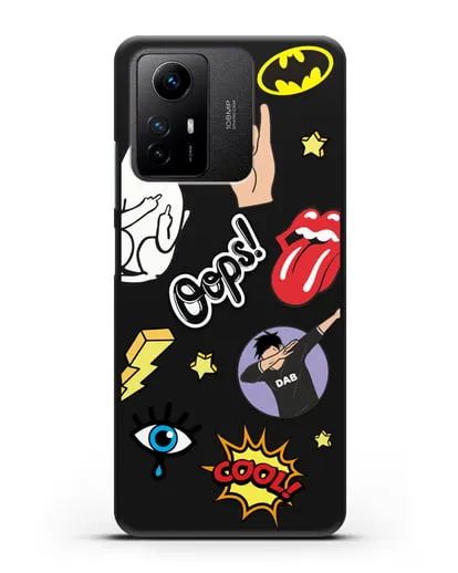 Чехол со стикерами Интернет-мемы силиконовый для Xiaomi Redmi Note 12S