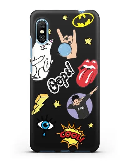 Чехол со стикерами Интернет-мемы силиконовый для Xiaomi Redmi Note 6 Pro