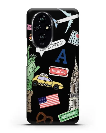 Чехол со стикерами Нью-Йорк, статуя Свободы, желтое такси силиконовый для Honor 200