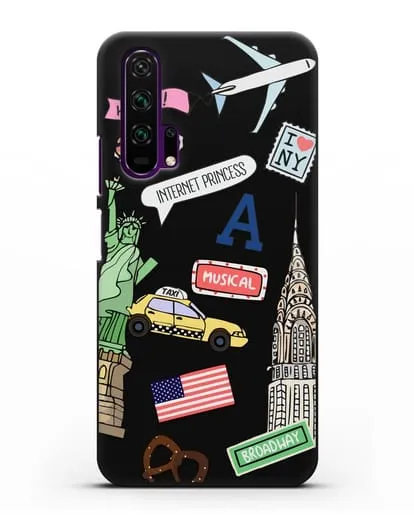 Чехол со стикерами Нью-Йорк, статуя Свободы, желтое такси силиконовый для Honor 20 Pro