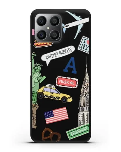 Чехол со стикерами Нью-Йорк, статуя Свободы, желтое такси силиконовый для Honor X8