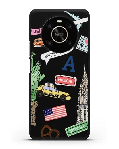 Чехол со стикерами Нью-Йорк, статуя Свободы, желтое такси силиконовый для Honor X9