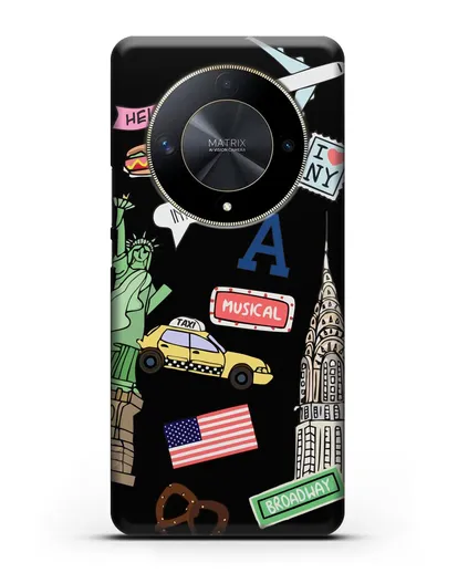 Чехол со стикерами Нью-Йорк, статуя Свободы, желтое такси силиконовый для Honor X9b