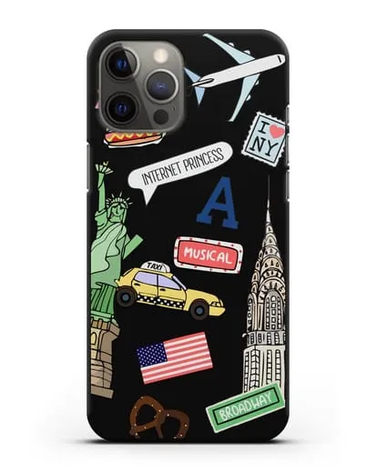 Чехол со стикерами Нью-Йорк, статуя Свободы, желтое такси силиконовый для iPhone 12 Pro Max