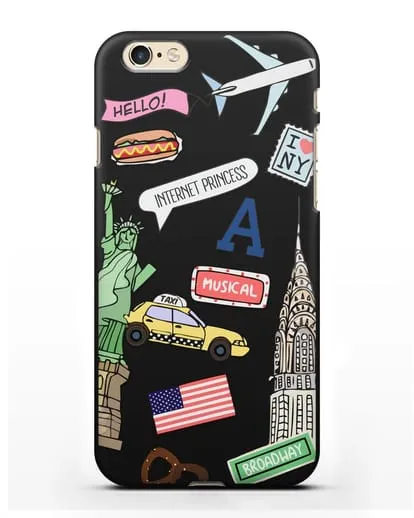 Чехол со стикерами Нью-Йорк, статуя Свободы, желтое такси силиконовый для iPhone 6s