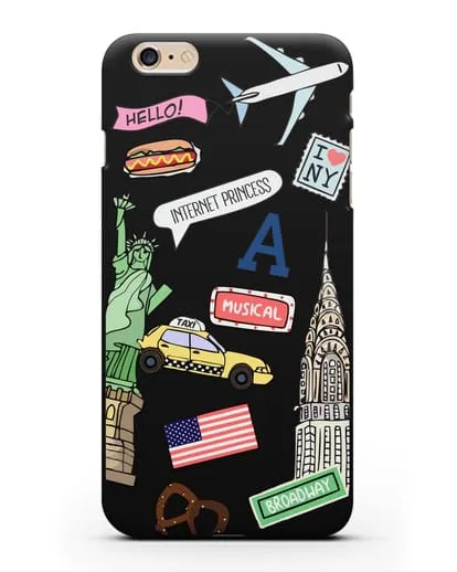 Чехол со стикерами Нью-Йорк, статуя Свободы, желтое такси силиконовый для iPhone 6 Plus