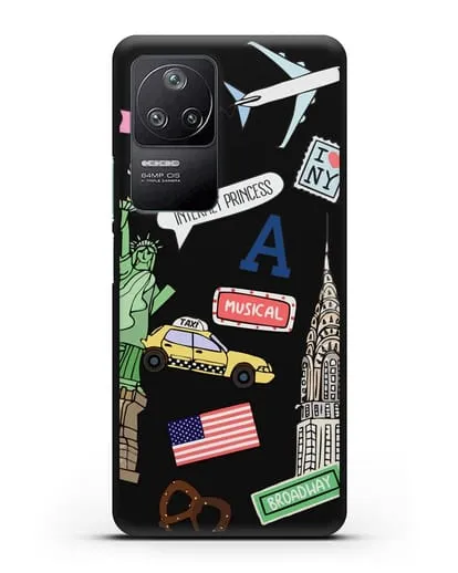 Чехол со стикерами Нью-Йорк, статуя Свободы, желтое такси силиконовый для Xiaomi Poco F4