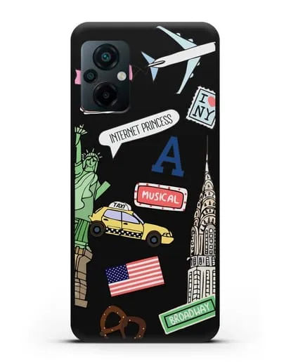 Чехол со стикерами Нью-Йорк, статуя Свободы, желтое такси силиконовый для Xiaomi Poco M5