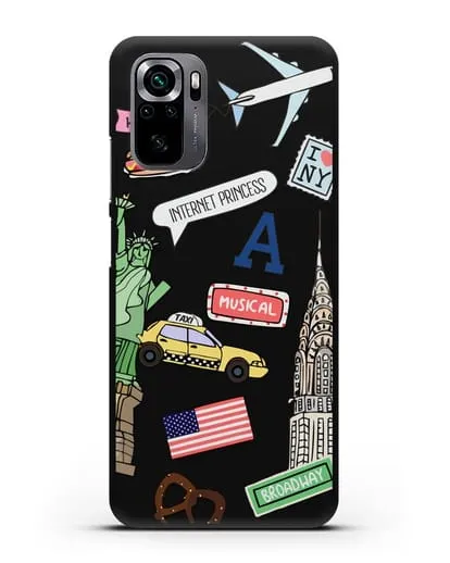 Чехол со стикерами Нью-Йорк, статуя Свободы, желтое такси силиконовый для Xiaomi Poco M5s