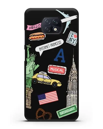 Чехол со стикерами Нью-Йорк, статуя Свободы, желтое такси силиконовый для Xiaomi Redmi Note 9T