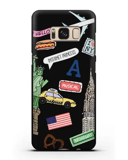 Чехол со стикерами Нью-Йорк, статуя Свободы, желтое такси силиконовый для Samsung Galaxy S8 Plus [SM-G955F]