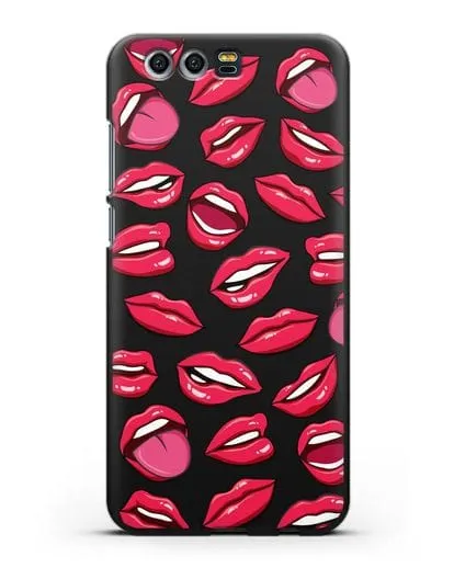 Чехол со стикерами Губы силиконовый для Honor 9