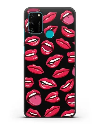 Чехол со стикерами Губы силиконовый для Honor 9A