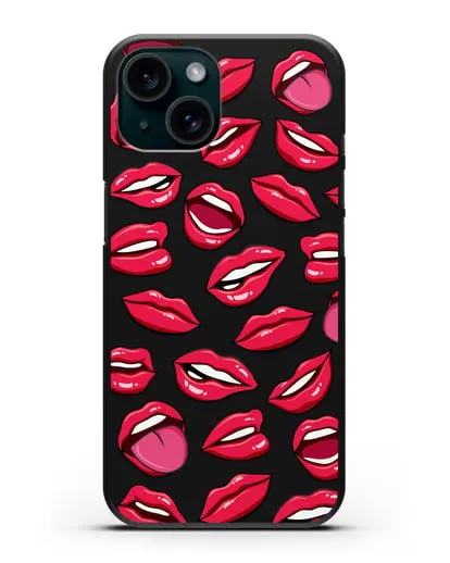 Чехол со стикерами Губы силиконовый для iPhone 15