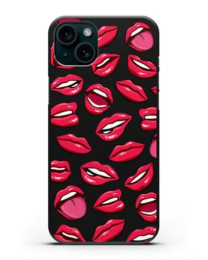Чехол со стикерами Губы силиконовый для iPhone 15 Plus
