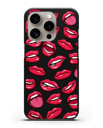 Чехол со стикерами Губы силиконовый для iPhone 15 Pro
