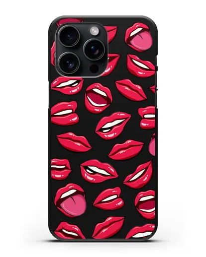 Чехол со стикерами Губы силиконовый для iPhone 15 Pro Max